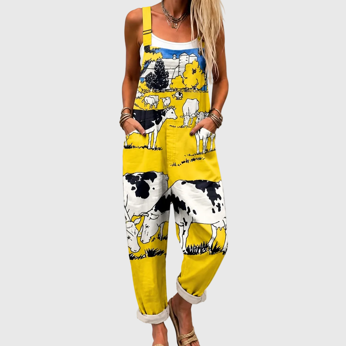 Mono Amarillo Suave con Estampado Campestre